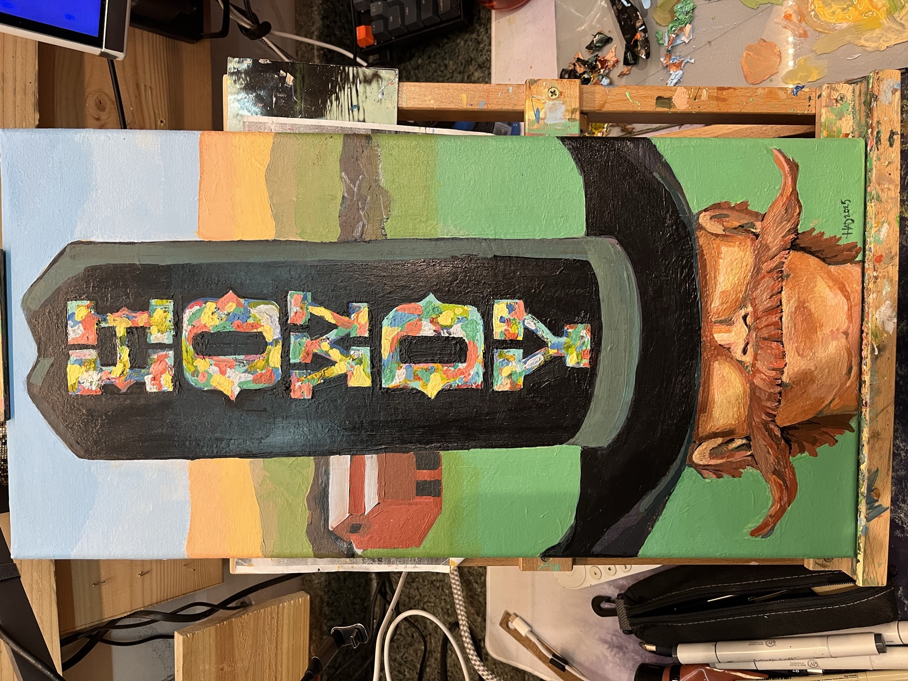 Howdy — hand-lettered sign painting, birthday gift